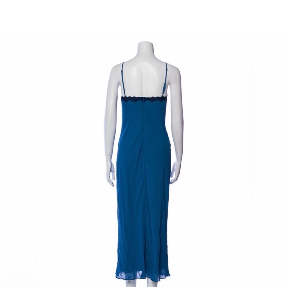 Reformation Blue Maxi Slip Dress with Navy Lace Trim - Picture 7 of 8